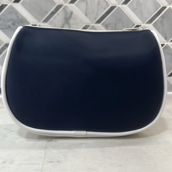 DIOR Navy and White Sateen Gold Medal Medallion Beauty Cosmetic Bag - Picture 5 of 11